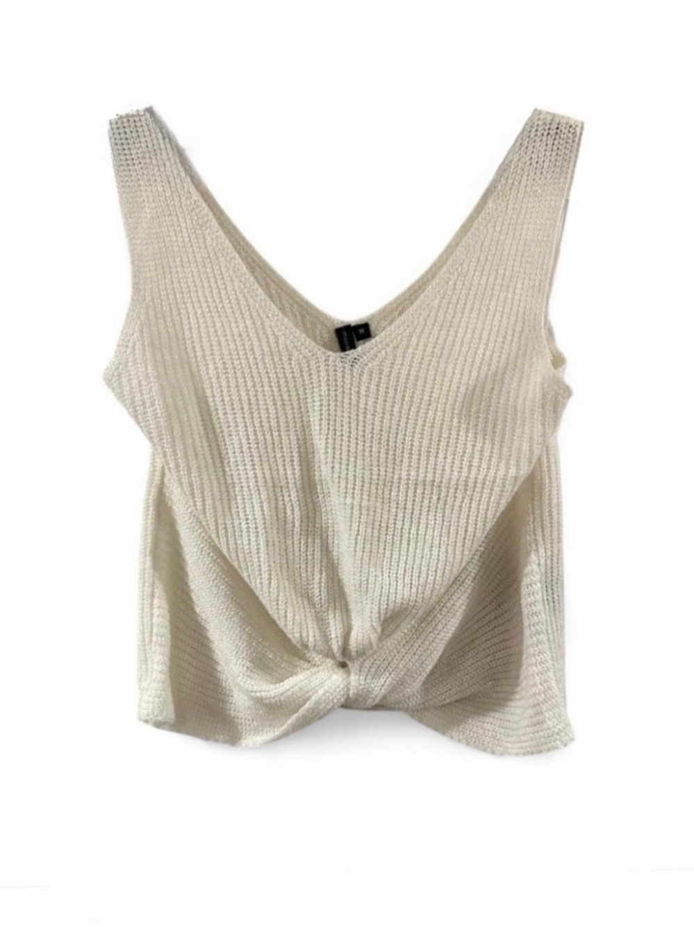 Women’s Elegant Cream Knit Sleeveless Top Size Medium